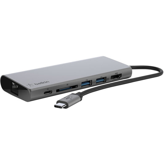 Adaptateur multiport USB-C 6 en 1 Belkin, station d'accueil pour ordinateur portable, HDMI 4K, PD 60 W F4U092BTSGY