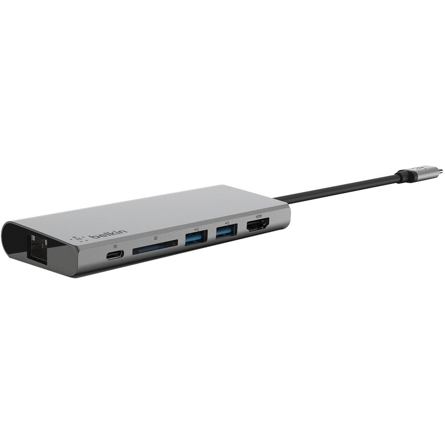 Adaptateur multiport USB-C 6 en 1 Belkin, station d'accueil pour ordinateur portable, HDMI 4K, PD 60 W F4U092BTSGY