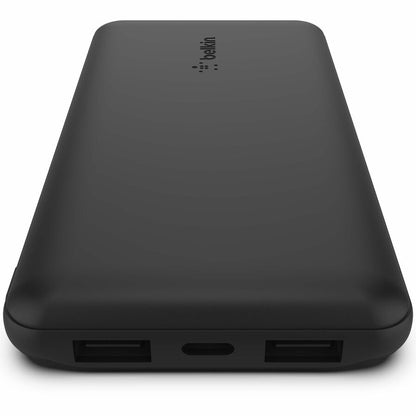 Chargeur portatif Belkin 15 W USB-C 3 ports - 10 000 mAh - 1 x USB-C (15 W), 2 x USB-A (10 W) - Chargeur portable - avec câble USB-C - Noir BPB011BTBK