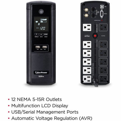 Onduleur mini-tour 1 500 VA CyberPower LCD intelligent BRG1500AVRLD2 BRG1500AVRLCD2