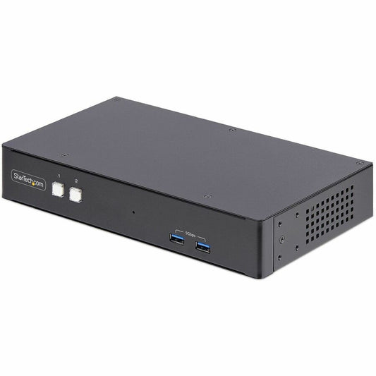 StarTech.com Commutateur KVM DisplayPort à 2 ports pour deux écrans, contrôle série RS232, 4K 60 Hz, 2 ports USB 5 Gbit/s, conforme TAA P2DD46A22-KVM-SWITCH