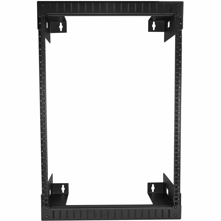 StarTech.com Rack réseau mural robuste à 2 montants 15U, rack serveur à cadre ouvert de 19 pouces pour équipement informatique, rack de données à montage mural ~ RK15WALLO