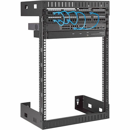 StarTech.com Rack réseau mural robuste à 2 montants 15U, rack serveur à cadre ouvert de 19 pouces pour équipement informatique, rack de données à montage mural ~ RK15WALLO