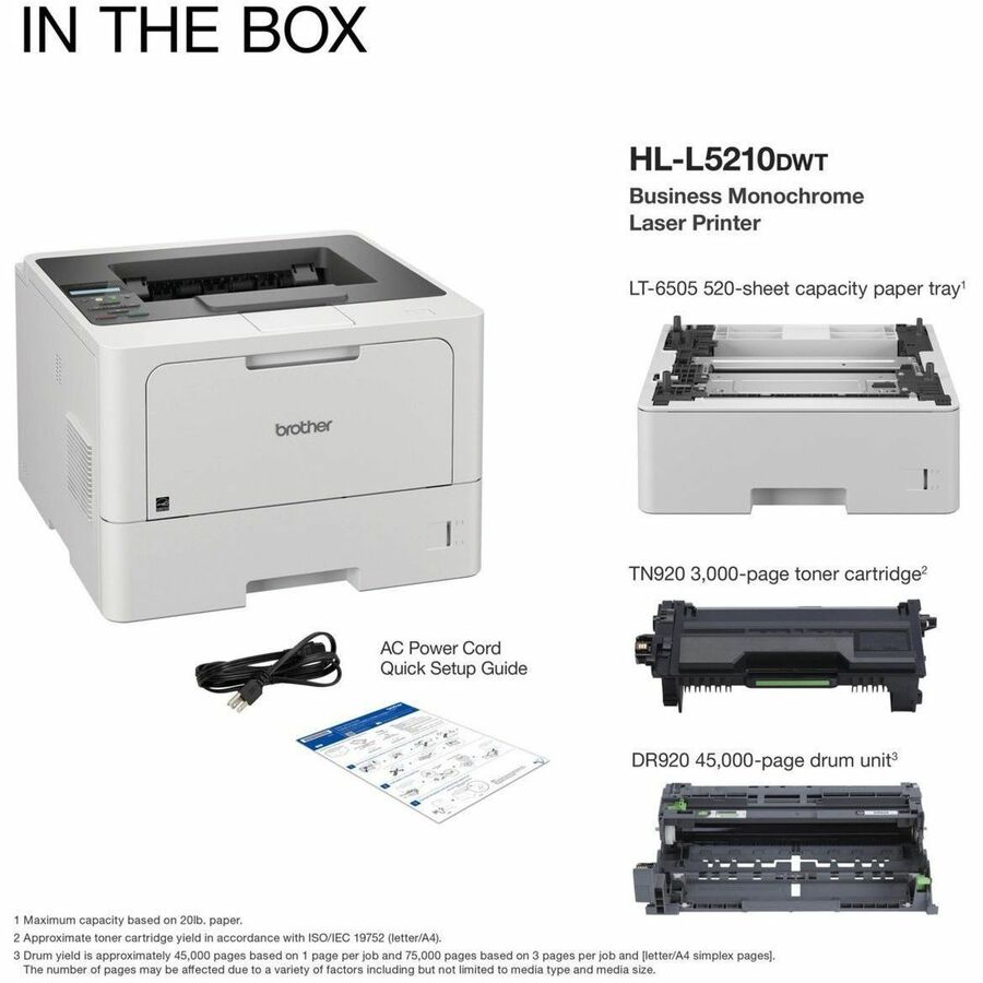 Brother HL HL-L5210DW Desktop Wireless Laser Printer - Monochrome HLL5210DWT