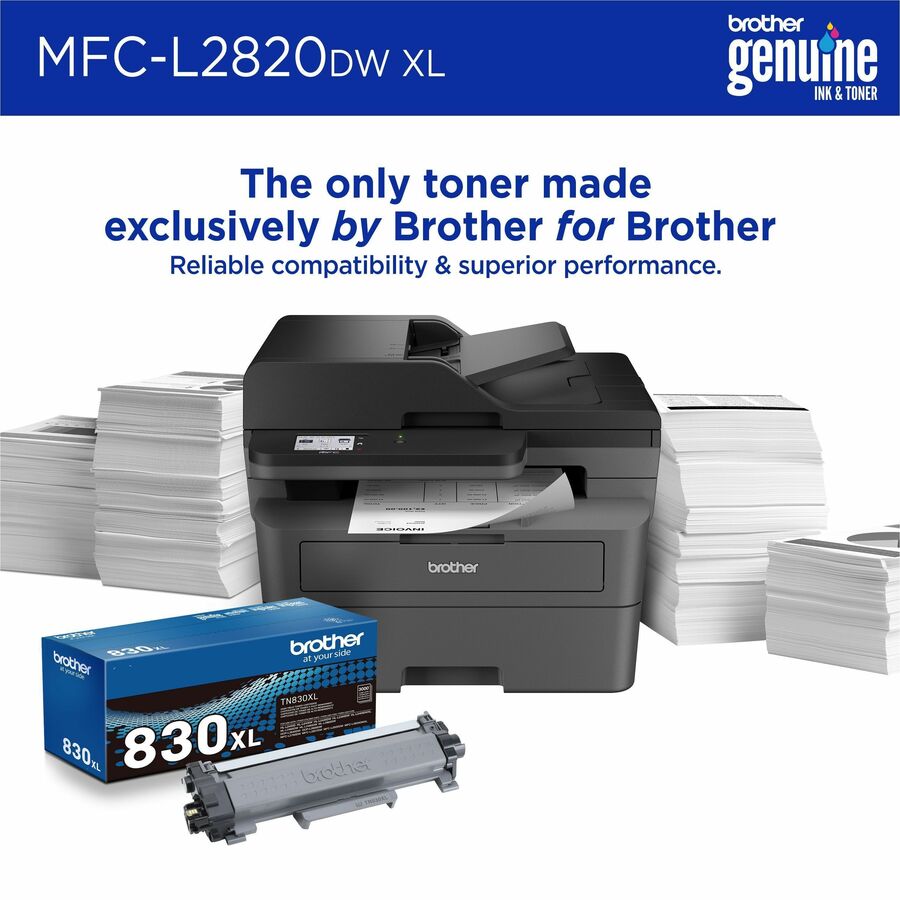 Brother MFC-L2820DWXL Wireless Laser Multifunction Printer - Monochrome - Gray MFCL2820DWXL