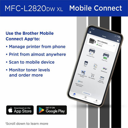 Brother MFC-L2820DWXL Wireless Laser Multifunction Printer - Monochrome - Gray MFCL2820DWXL