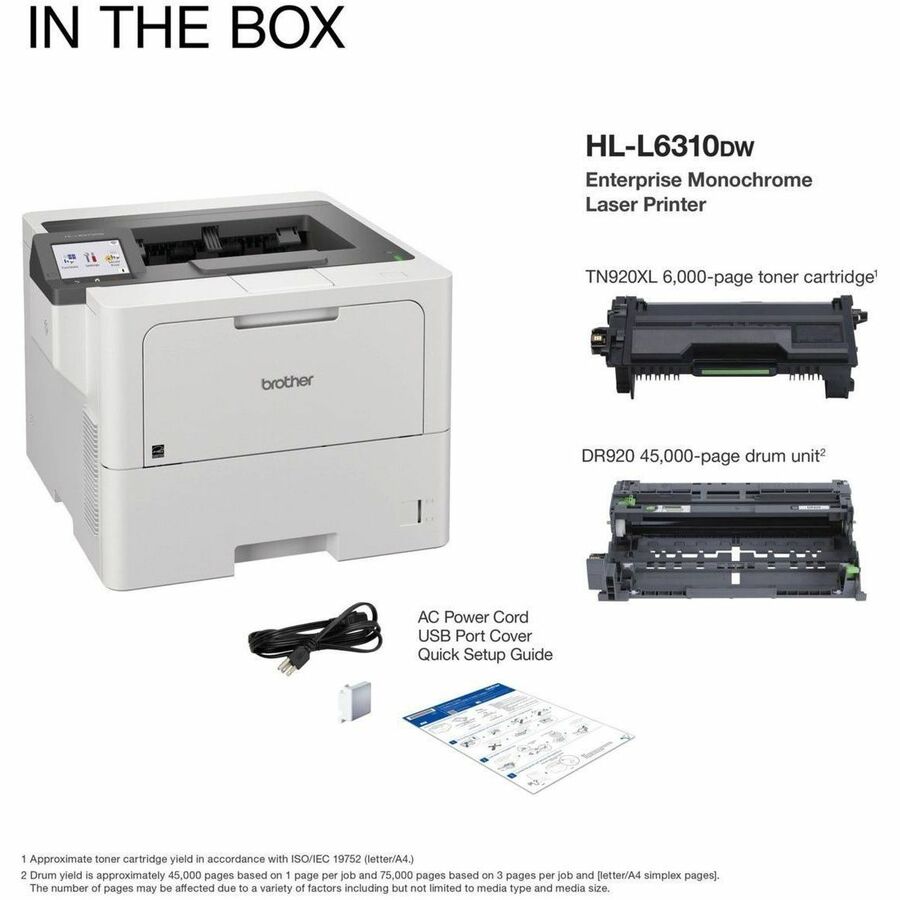 Brother HL HL-L6310DW Desktop Wireless Laser Printer - Monochrome HLL6310DW