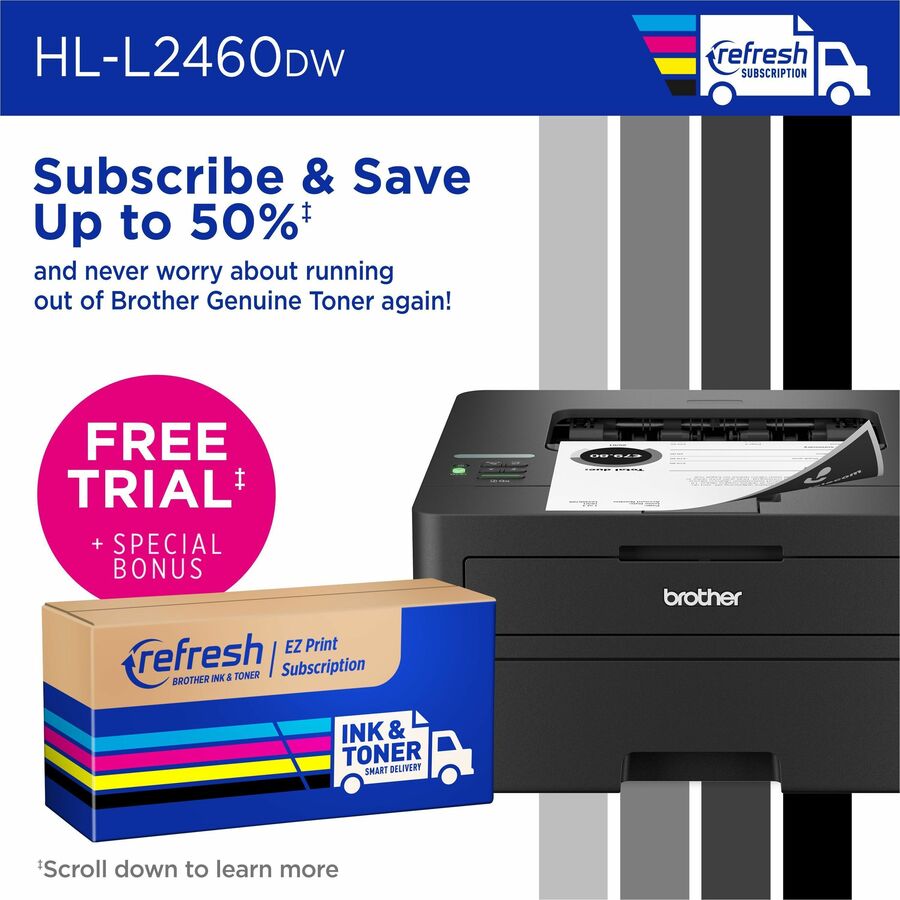 Brother HL-L2460DW Desktop Wired Laser Printer - Monochrome HLL2460DW