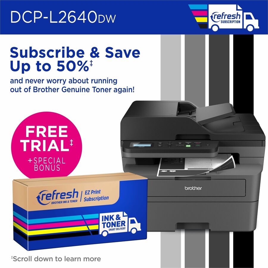 Brother DCP-L2640DW Wireless Laser Multifunction Printer - Monochrome - Gray DCPL2640DW