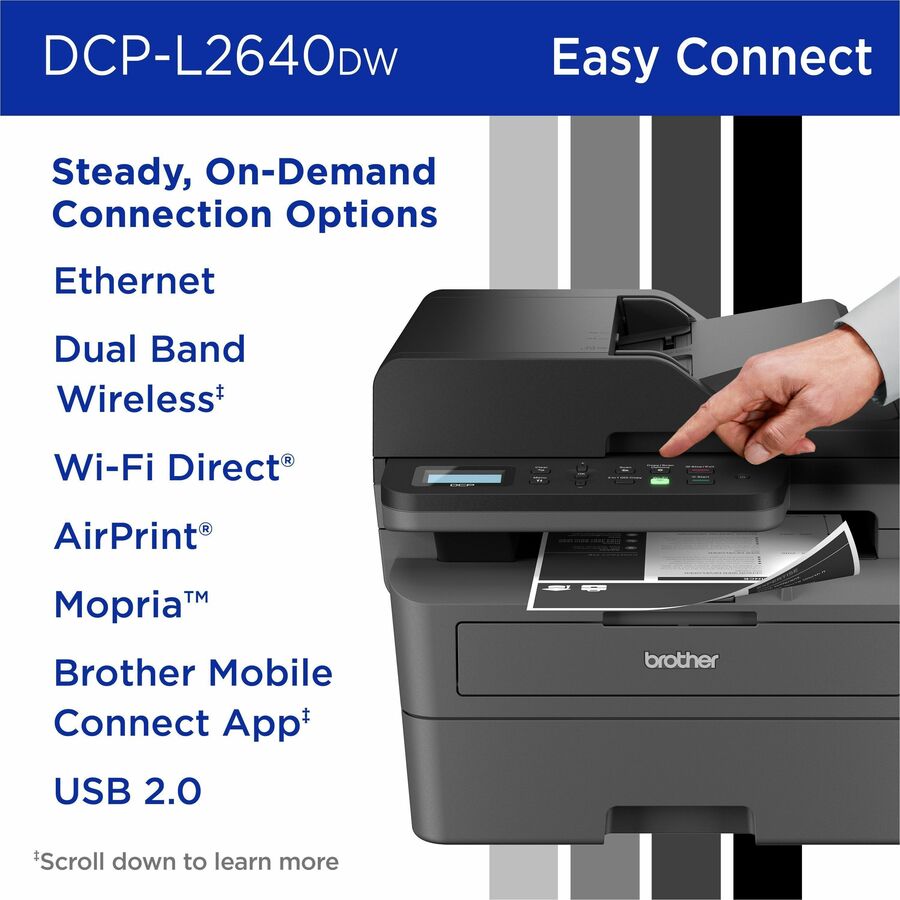 Brother DCP-L2640DW Wireless Laser Multifunction Printer - Monochrome - Gray DCPL2640DW