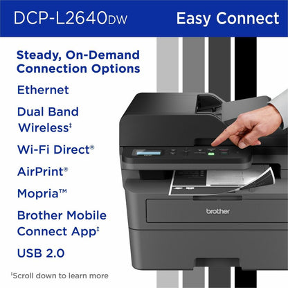 Brother DCP-L2640DW Wireless Laser Multifunction Printer - Monochrome - Gray DCPL2640DW