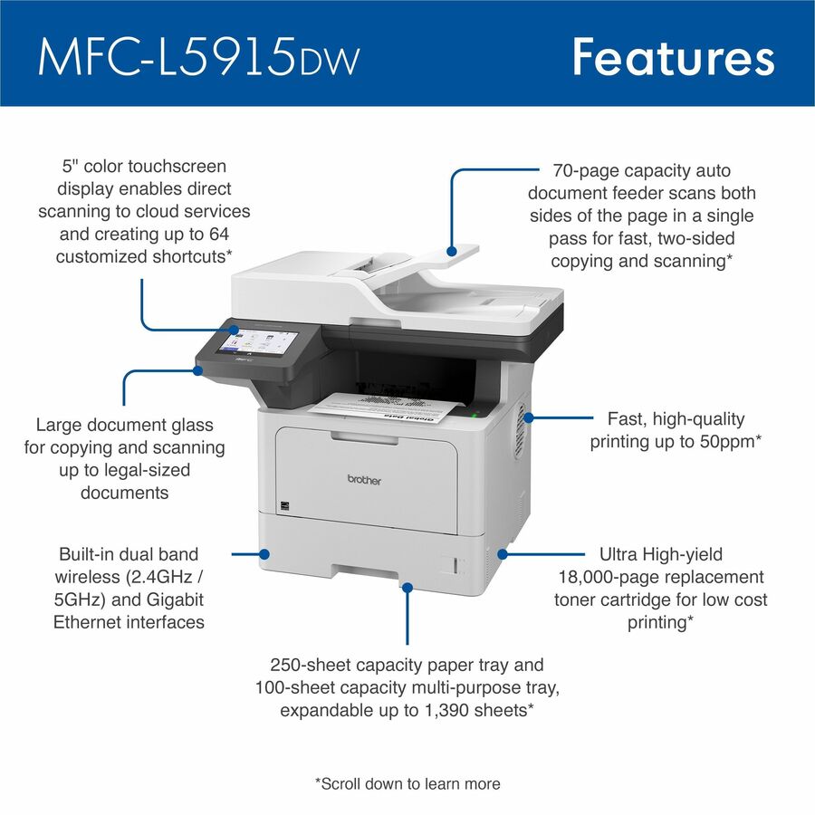 Brother MFCL5915DW Laser Multifunction Printer - Monochrome MFCL5915DW