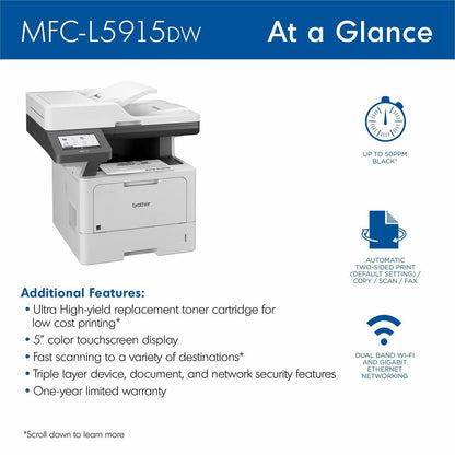 Brother MFCL5915DW Laser Multifunction Printer - Monochrome MFCL5915DW