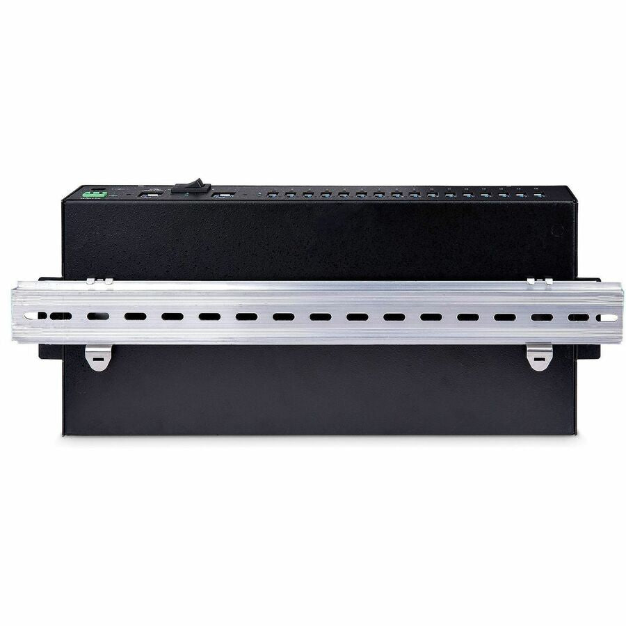 StarTech.com Hub USB industriel 5 Gbit/s à 16 ports avec adaptateur d'alimentation, montable, alimentation par bornier, chargement USB, hub/commutateur double hôte S5G16AINDS-USB-A-HUB