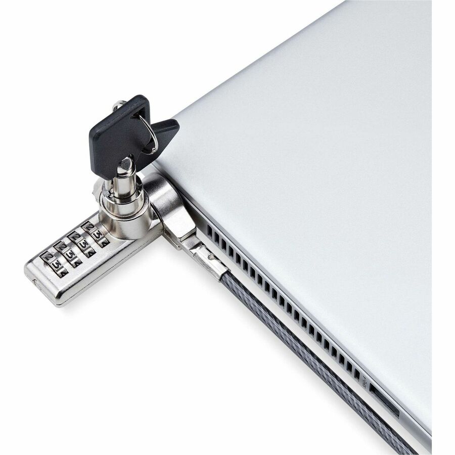 StarTech.com Lot de 10 câbles de sécurité à double accès pour ordinateur portable, 2 m, à clés identiques et à combinaison, pour appareils à fente K, antivol DUALKA10-LAPTOP-LOCK
