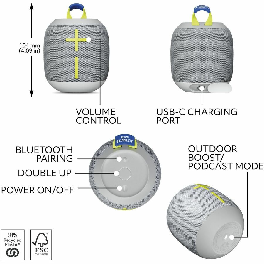 Système d'enceintes Bluetooth portables Ultimate Ears WONDERBOOM 4 - Joyous Bright 984-001879