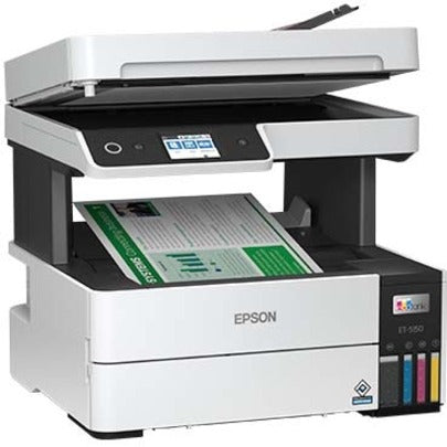Epson EcoTank Pro ET-5150 Inkjet Multifunction Printer-Color-White-Copier/Scanner-4800x1200 dpi Print-Automatic Duplex Print-33000 Pages-250 sheets Input-Color Flatbed Scanner-1200 dpi Optical Scan-Wireless LAN-Epson Connect-Mopria C11CJ89201