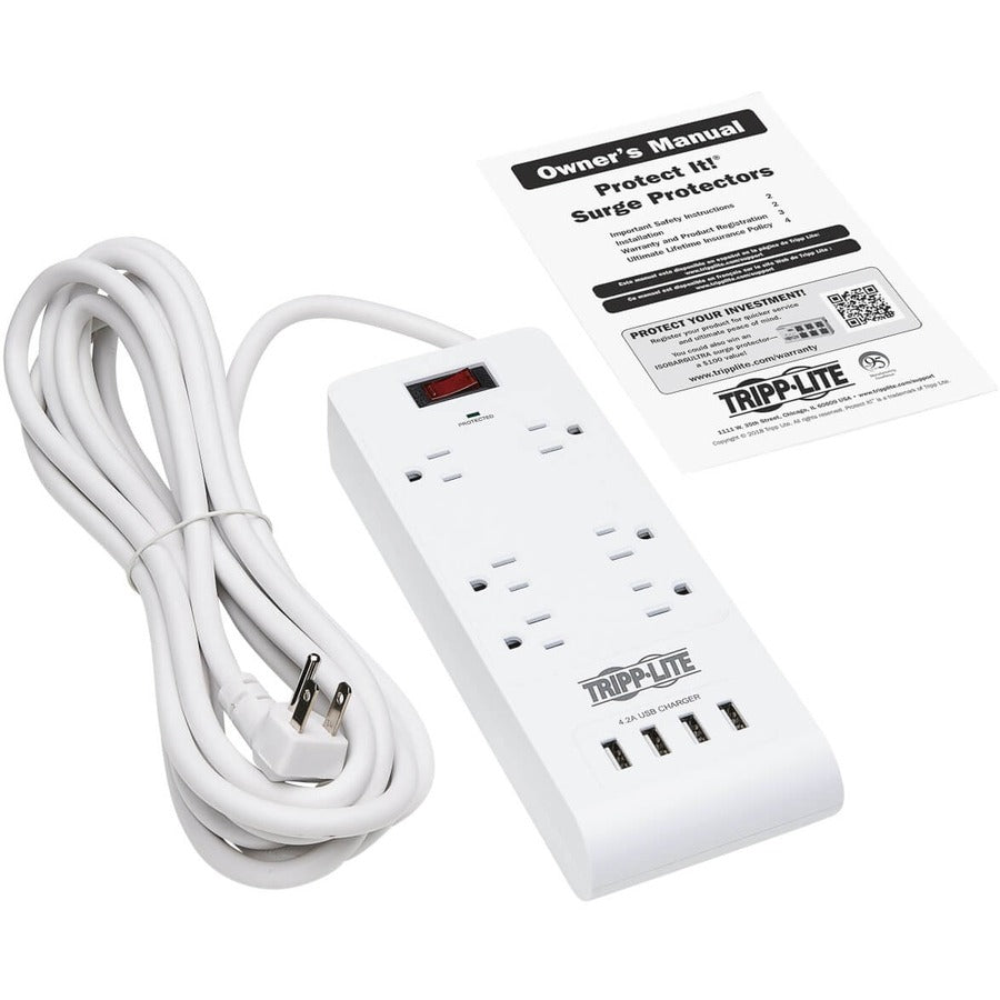 Parasurtenseur/protecteur de surtension à 6 prises Tripp Lite par Eaton TLP64USBRA15 TLP64USBRA15