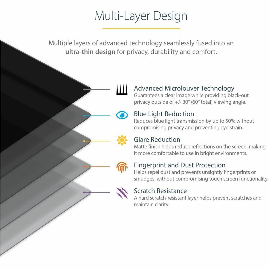 StarTech.com Écran de confidentialité pour ordinateur portable Surface 13,5 pouces / Surface Book, filtre de confidentialité antireflet avec réduction de la lumière bleue de 51 %, finition mate 135S-PRIVACY-SCREEN