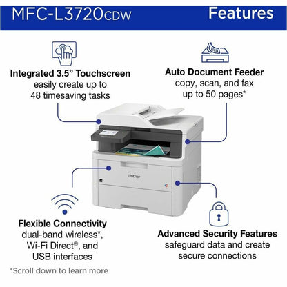 Brother MFC-L3720CDW Wireless LED Multifunction Printer - Color MFC-L3720CDW