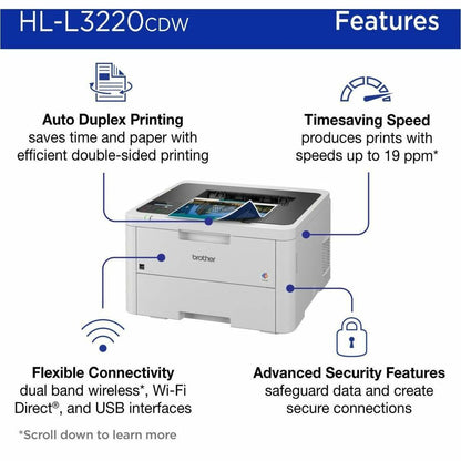 Brother HL-L3220CDW Desktop Wireless Laser Printer - Color HLL3220CDW