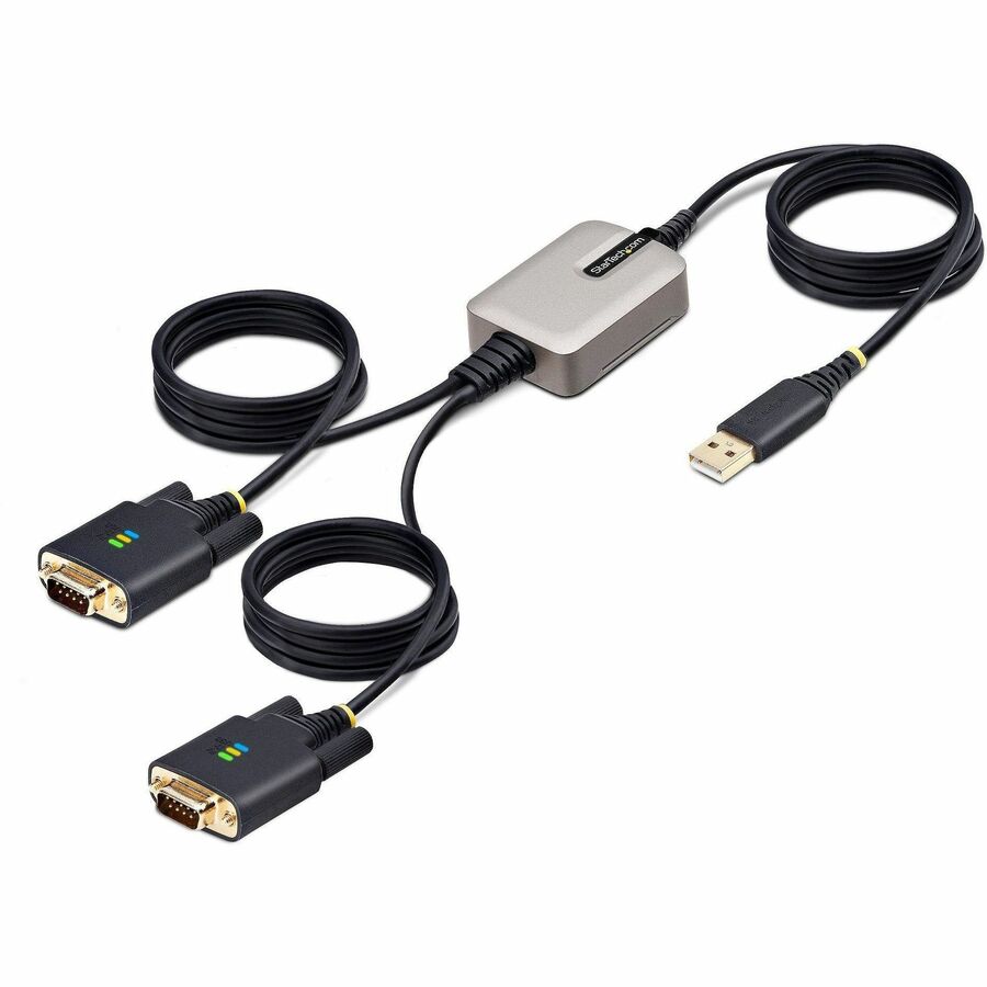 StarTech.com Câble adaptateur USB vers série 2 ports de 4 m, rétention COM, FTDI, DB9 RS232, vis/écrous DB9 interchangeables, Windows/macOS/Linux 2P6FFC-USB-SERIAL