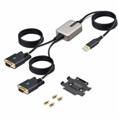 StarTech.com Câble adaptateur USB vers série 2 ports de 4 m, rétention COM, FTDI, DB9 RS232, vis/écrous DB9 interchangeables, Windows/macOS/Linux 2P6FFC-USB-SERIAL