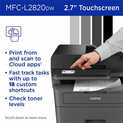 Brother MFC-L2820DW Wireless Laser Multifunction Printer - Monochrome - Gray MFCL2820DW