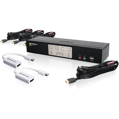 Pack KVMP HDMI 4 ports IOGEAR avec adaptateurs MiniDisplayPort GCS1794MDPKIT