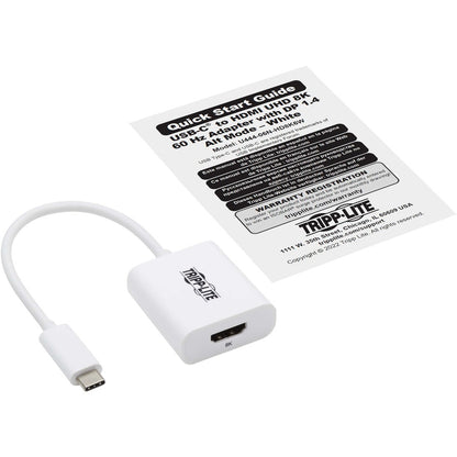 Adaptateur USB-C vers HDMI Tripp Lite par Eaton (M/F) - 8K 60 Hz, HDR, 4:4:4, HDCP 2.3, blanc U444-06N-HD8K6W