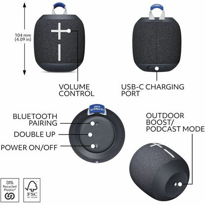 Système d'enceintes Bluetooth portable Ultimate Ears WONDERBOOM 4 - Noir actif 984-001876