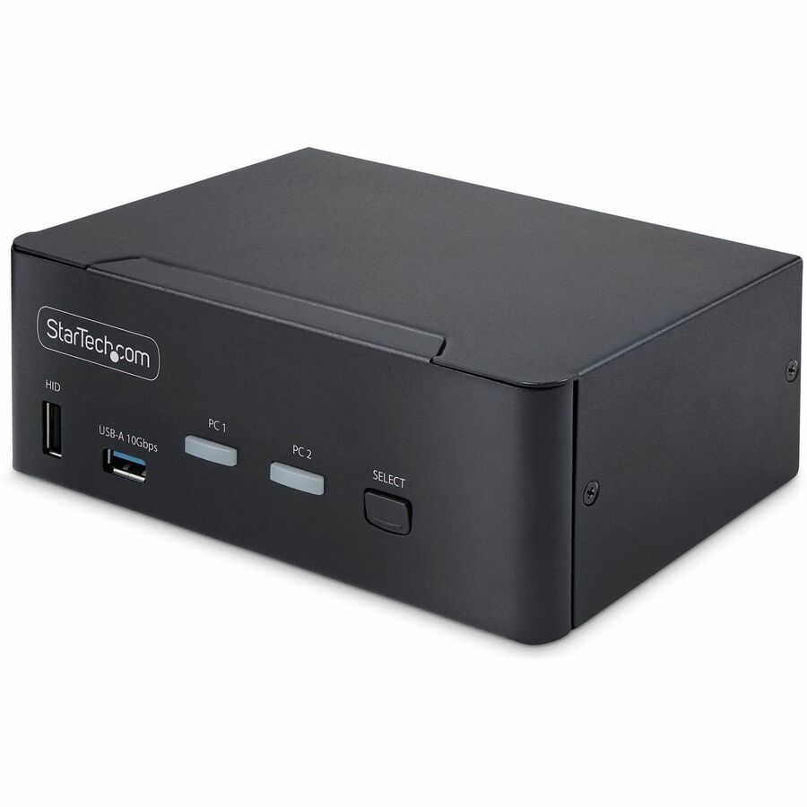StarTech.com Commutateur KVM DisplayPort 1.4 à 2 ports pour deux écrans, 8K 60 Hz / 4K 144 Hz, 2 ports USB 10 Gbit/s, commutation par raccourci clavier, conforme TAA P2CDD143-KVM-SWITCH