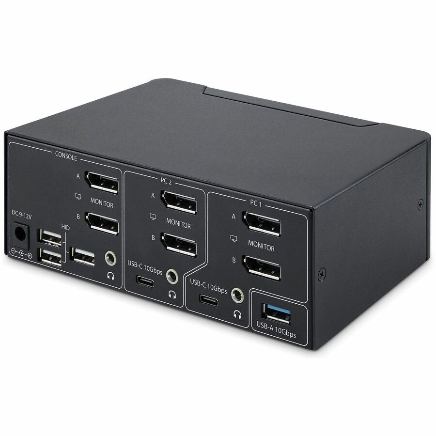 StarTech.com Commutateur KVM DisplayPort 1.4 à 2 ports pour deux écrans, 8K 60 Hz / 4K 144 Hz, 2 ports USB 10 Gbit/s, commutation par raccourci clavier, conforme TAA P2CDD143-KVM-SWITCH