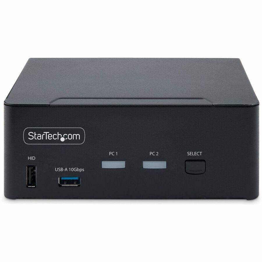 StarTech.com Commutateur KVM DisplayPort 1.4 à 2 ports pour deux écrans, 8K 60 Hz / 4K 144 Hz, 2 ports USB 10 Gbit/s, commutation par raccourci clavier, conforme TAA P2CDD143-KVM-SWITCH