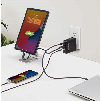 Chargeur mural USB-C 100 W StarTech.com, 2 x USB-C, 2 x USB-A, adaptateur secteur portable GaN à charge rapide, PD 3.0, câble USB-C vers USB-C de 1,8 m 2210GCN-WALL-CHARGER