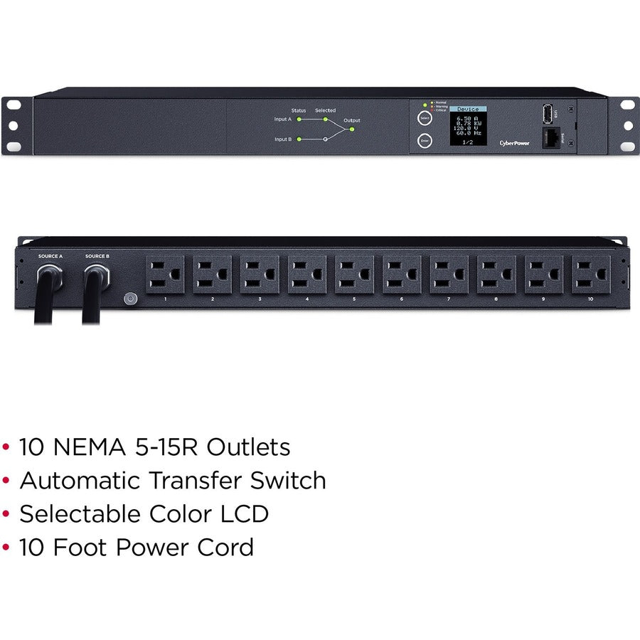 PDU ATS commuté CyberPower PDU24001 PDU 10 prises PDU24001