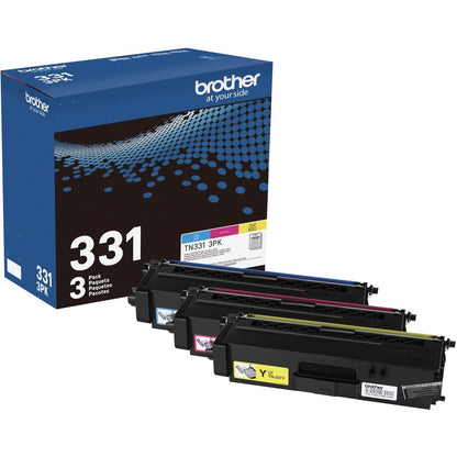 Cartouche de toner laser d'origine Brother TN331 à rendement standard - Multipack - Cyan, Magenta, Jaune - 3 / Boîte TN331 3PK