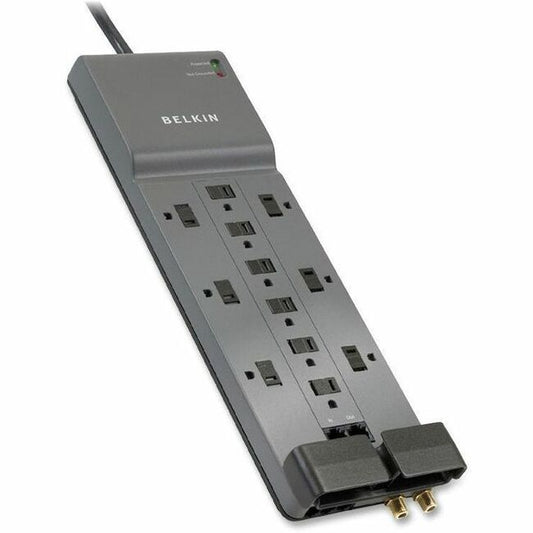 Belkin 12-Outlet Home/Office Surge Protector w/Phone/Ethernet/Coax Protection - 10 foot Cable - Black - 3996 Joules BE11223410