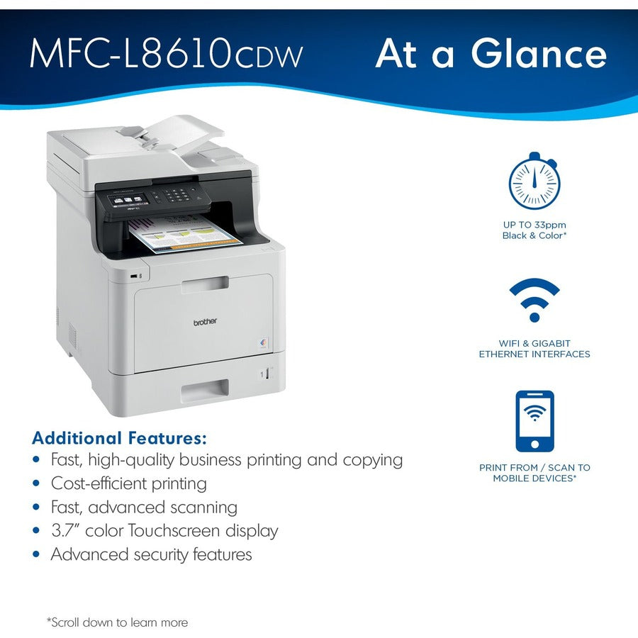 Brother MFC-L8610CDW Wireless Laser Multifunction Printer - Color MFC-L8610CDW