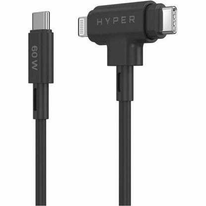 Câble hybride en silicone USB-C et Lightning Targus HyperJuice (1,5 m/5 pi) - Noir HJ4010BKGL