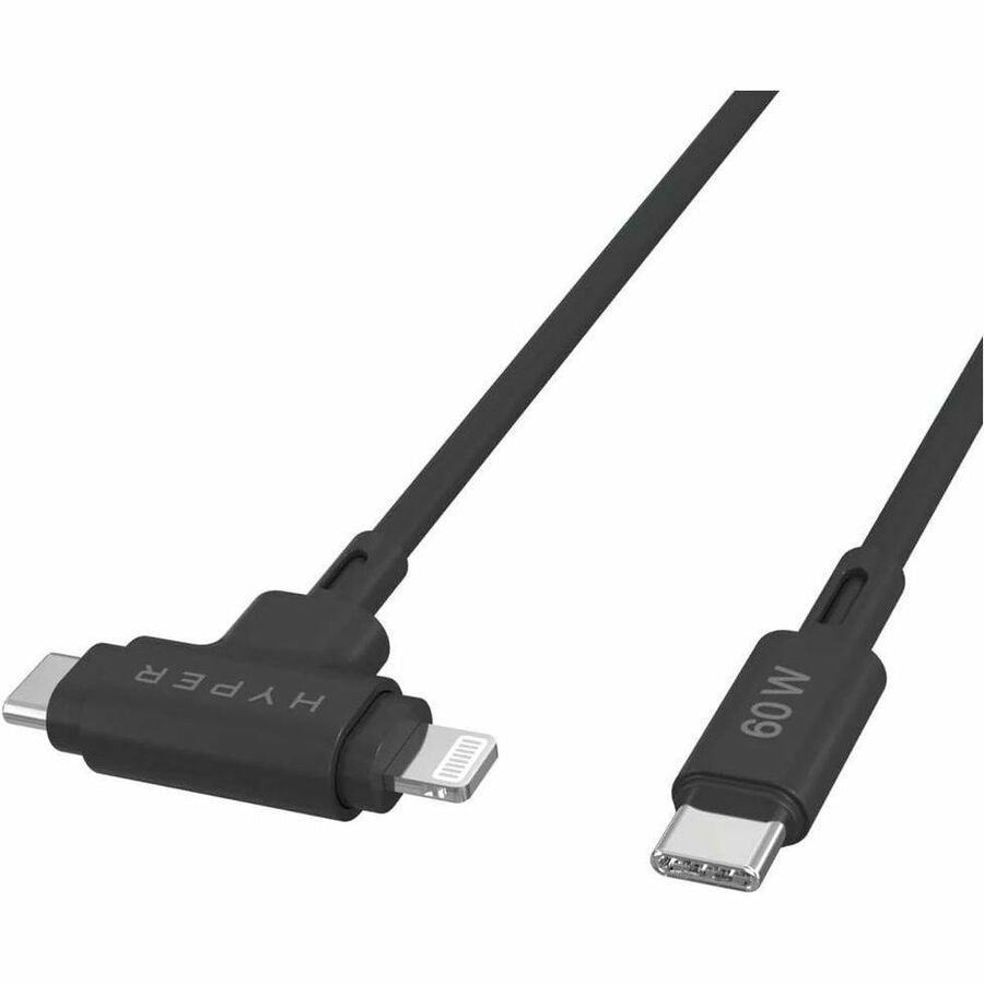 Câble hybride en silicone USB-C et Lightning Targus HyperJuice (1,5 m/5 pi) - Noir HJ4010BKGL