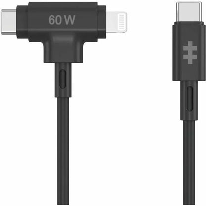 Câble hybride en silicone USB-C et Lightning Targus HyperJuice (1,5 m/5 pi) - Noir HJ4010BKGL