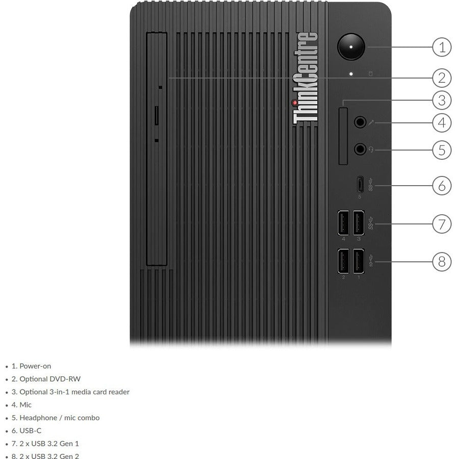 Ordinateur de bureau Lenovo ThinkCentre M80t 11CS000XUS - Intel Core i7 10e génération i7-10700 Octa-core (8 cœurs) 2,90 GHz - 16 Go RAM DDR4 SDRAM - 256 Go SSD - Tour - Noir corbeau 11CS000XUS
