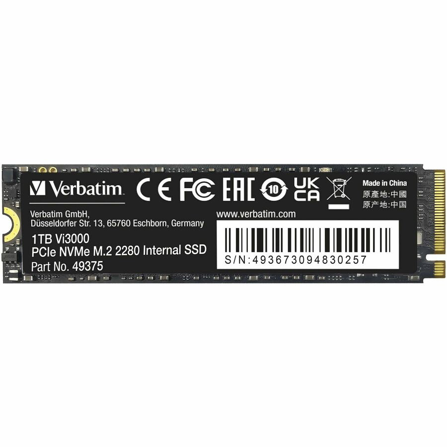 Disque SSD Verbatim Vi3000 1 To - M.2 2280 interne - PCI Express NVMe (PCI Express NVMe x4) 49375