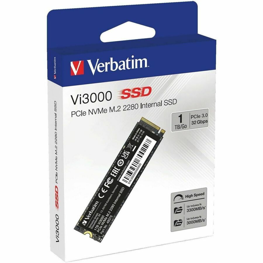 Disque SSD Verbatim Vi3000 1 To - M.2 2280 interne - PCI Express NVMe (PCI Express NVMe x4) 49375