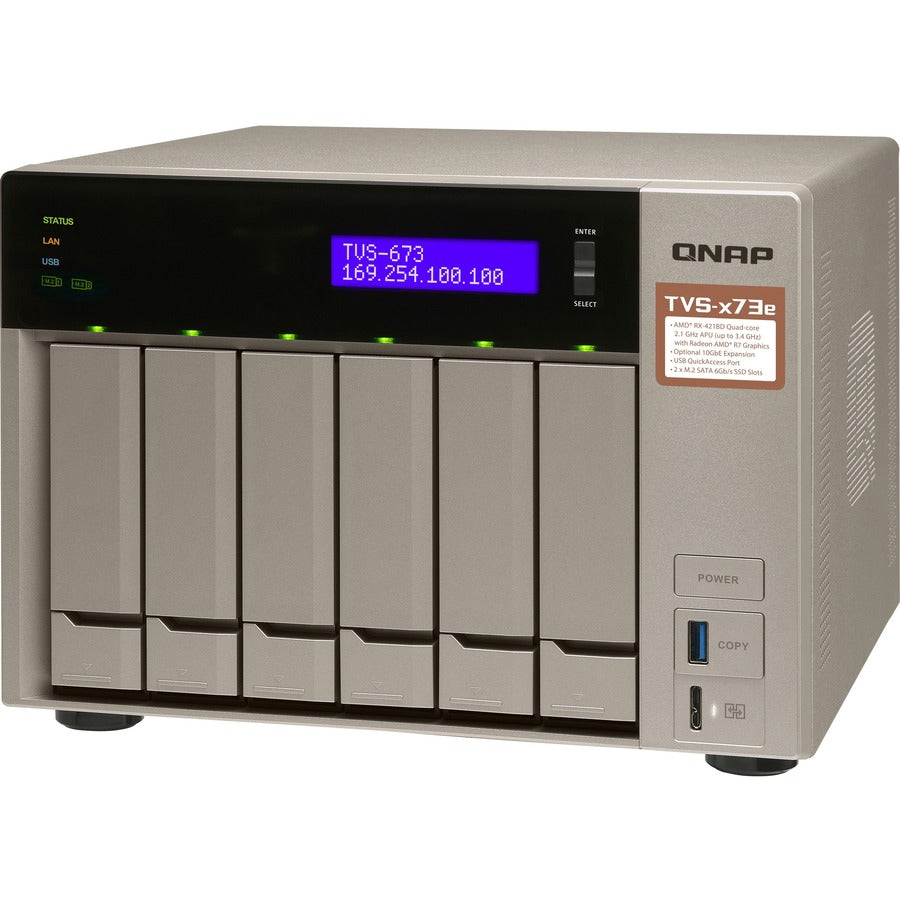 NAS QNAP puissant avec APU AMD RX-421BD Quad-Core et évolutivité PCIe TVS-673e-8G-US