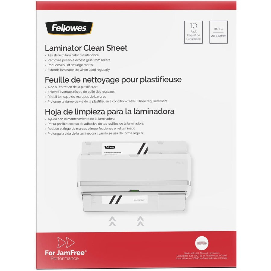 Feuilles de nettoyage pour plastifieuse Fellowes, lot de 10, 5320603
