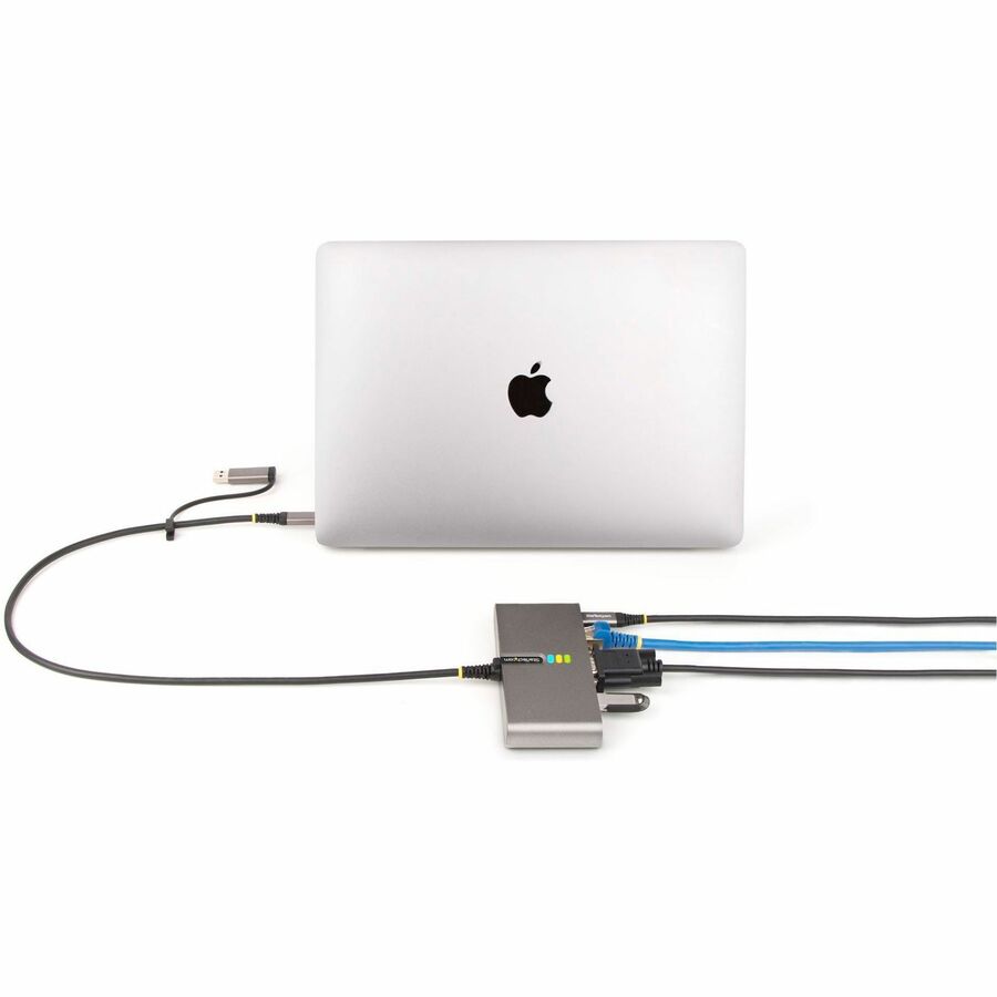 StarTech.com Hub USB-C à 2 ports avec Ethernet Gb et série RS232 FTDI, clé USB-C vers USB-A connectée, pass-through PD 100 W, 2 x USB-A 5 Gbit/s 5G2A1SGBB-USB-C-HUB
