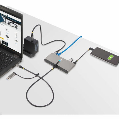 StarTech.com Hub USB-C à 2 ports avec Ethernet Gb et série RS232 FTDI, clé USB-C vers USB-A connectée, pass-through PD 100 W, 2 x USB-A 5 Gbit/s 5G2A1SGBB-USB-C-HUB