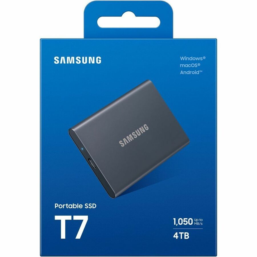 Disque SSD portable Samsung T7 4 To - Externe - PCI Express NVMe - Gris Titane MU-PC4T0T/AM